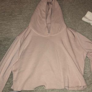 Pink cropped fleece brandy Melville hoodie (XS/S)